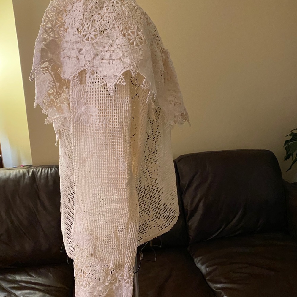 🌼Jen's Pirate Booty, Seaside  Net-Mesh Lace Blouse Size L - Picture 6 of 10